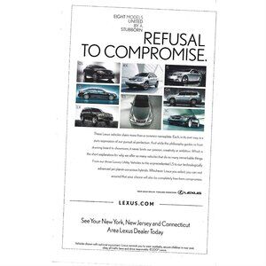 Lexus Refusal to Compromise Eight Models Luxury Car Sedan 2000s Print Ad